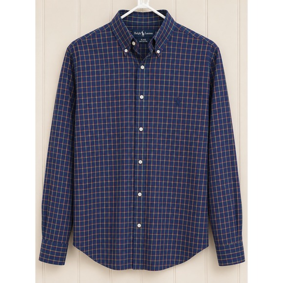Ralph Lauren Other - Ralph Lauren Blake Mens Large Navy Plaid Tattersall Cotton Button Down Shirt